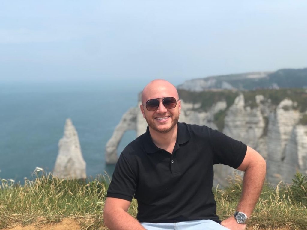 Michael visiting Étretat Cliffs in Northern France